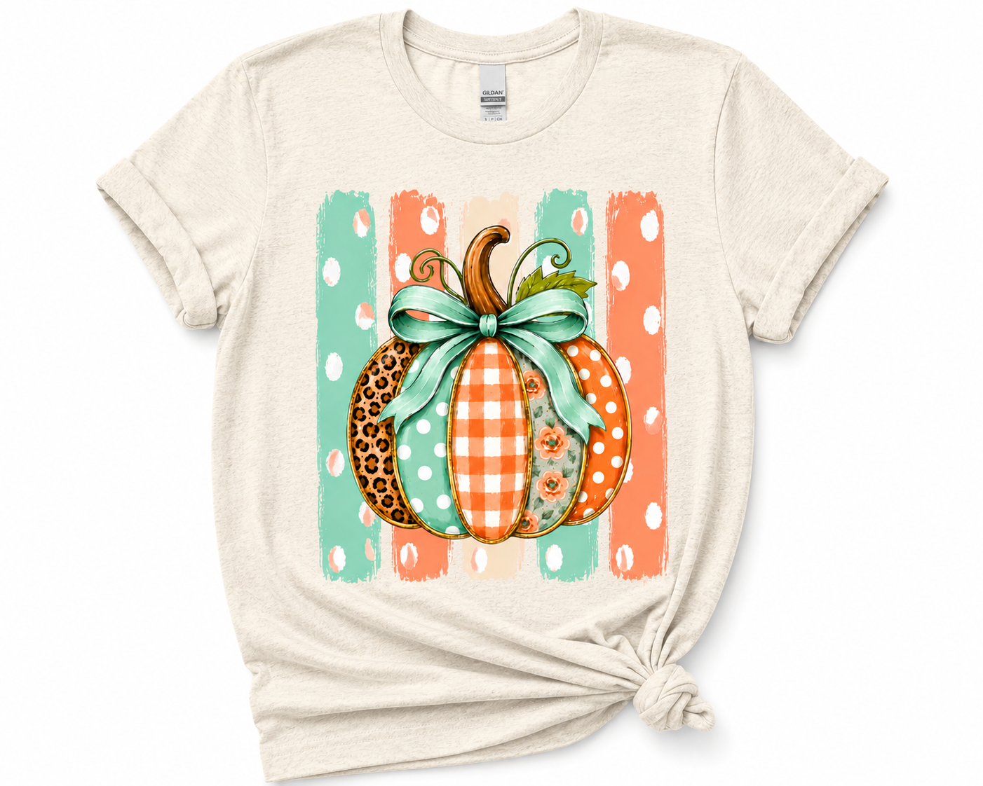 Boho Patchwork Pumpkin DTF Transfer | Cute Fall Pumpkin Shirt | Autumn Graphic Tee | Softstyle Fall Apparel