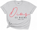 Dios Es Bueno | Psalm 100:5 Spanish Christian Graphic Tee | Minimalist Faith Shirt | Softstyle DTF Boutique Tee