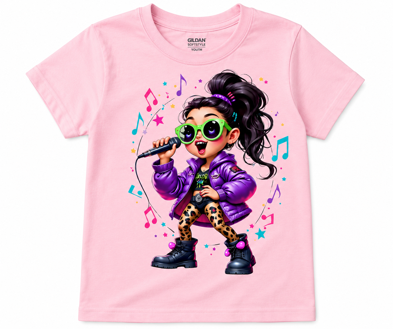 Rock Star Girl Graphic Tee | Cute Youth & Toddler Singer Shirt | Fun Music Lover DTF T-Shirt