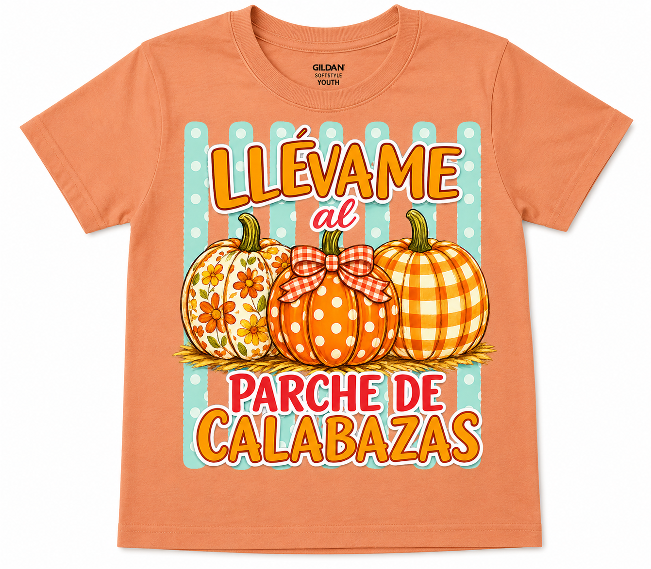 Llévame al Parche de Calabazas Graphic Tee | Cute Spanish Fall Pumpkin Shirt | Toddler & Youth Autumn DTF T-Shirt