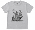 Pirate Ship Sketch Graphic Tee | Youth & Toddler Nautical Doodle Shirt | Minimalist Adventure DTF T-Shirt
