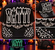 🦇🌙 Batty After Dark — Black & Silver Glow-in-the-Dark Gothic Trucker Hat