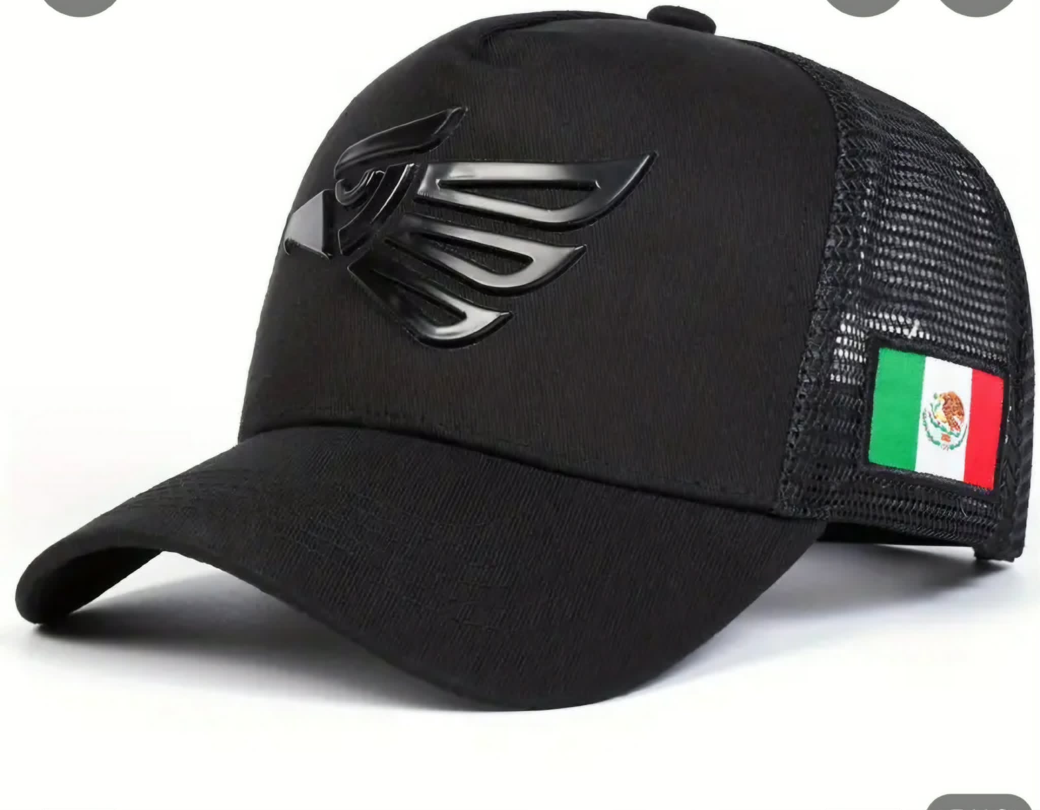 Black Mexico Eagle Trucker Hat | Premium Snapback with 3D Black Eagle Emblem & Mexican Flag Patch