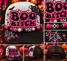 💗👻 Boo Bitch — Hot Pink Glow-in-the-Dark Spooky Glam Trucker Hat