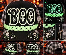 👻💚 BOO After Dark — Green Glow-in-the-Dark Spooky Trucker Hat