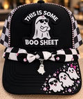 👻🖤This Is Some Boo Sheet — Checkered Ghost Trucker Hat