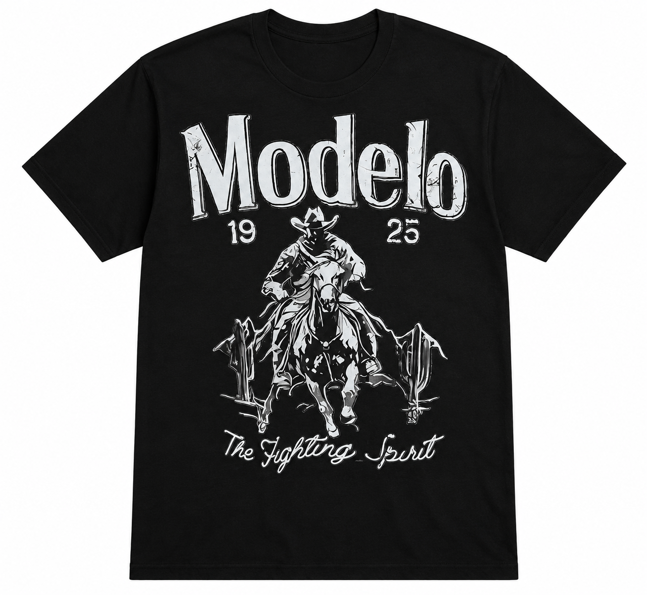 Modelo Cowboy Graphic T-Shirt | Vintage Western Beer Inspired DTF Shirt | The Fighting Spirit | Unisex Graphic Tee
