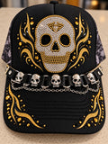 💀🖤 Rhinestone Rebel Skull Hat