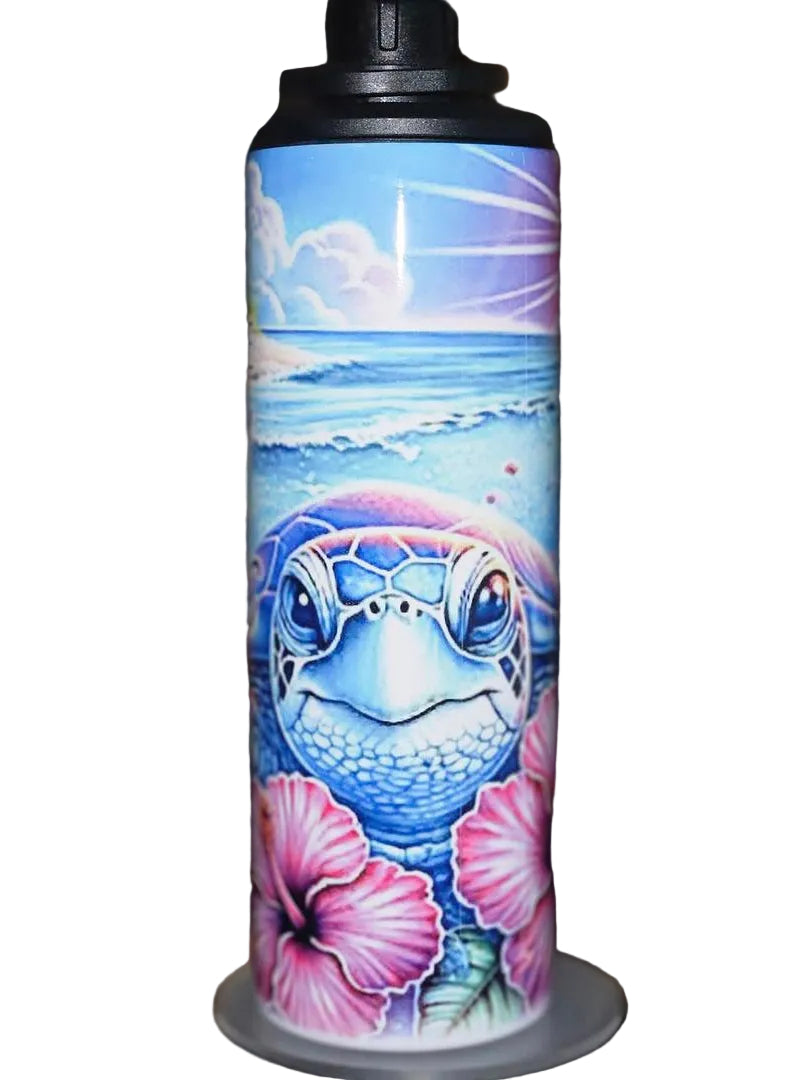 20oz Sea Turtle Water Bottle | Let the Sea Set You Free Tumbler | Tropical Beach Drink Bottle