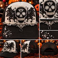 💀✨ Glam Reaper — Black & Silver Rhinestone Skull Trucker Hat