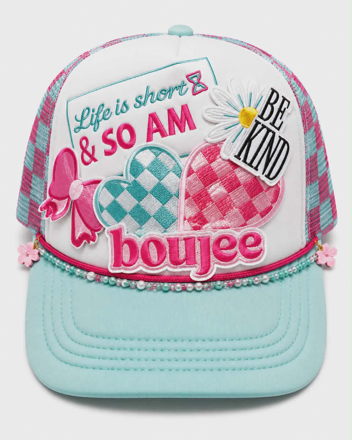 Life Is Short & So Am I Boujee Trucker Hat | Checkered Boutique Patch Hat