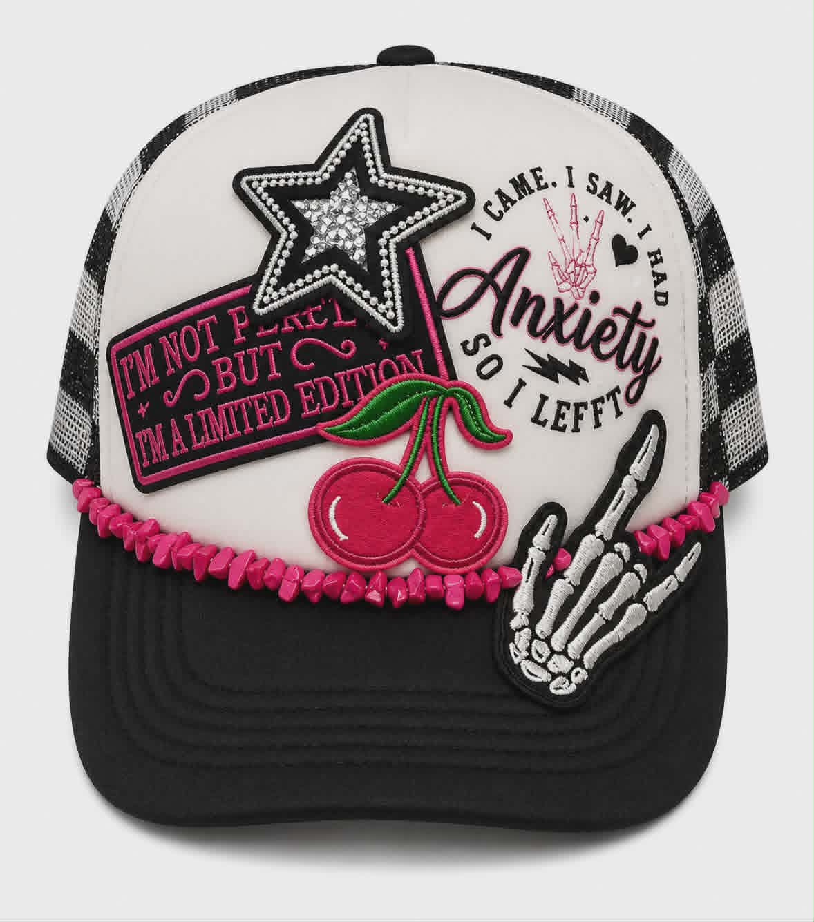 Anxiety Limited Edition Trucker Hat | Rhinestone Patch Boutique Hat