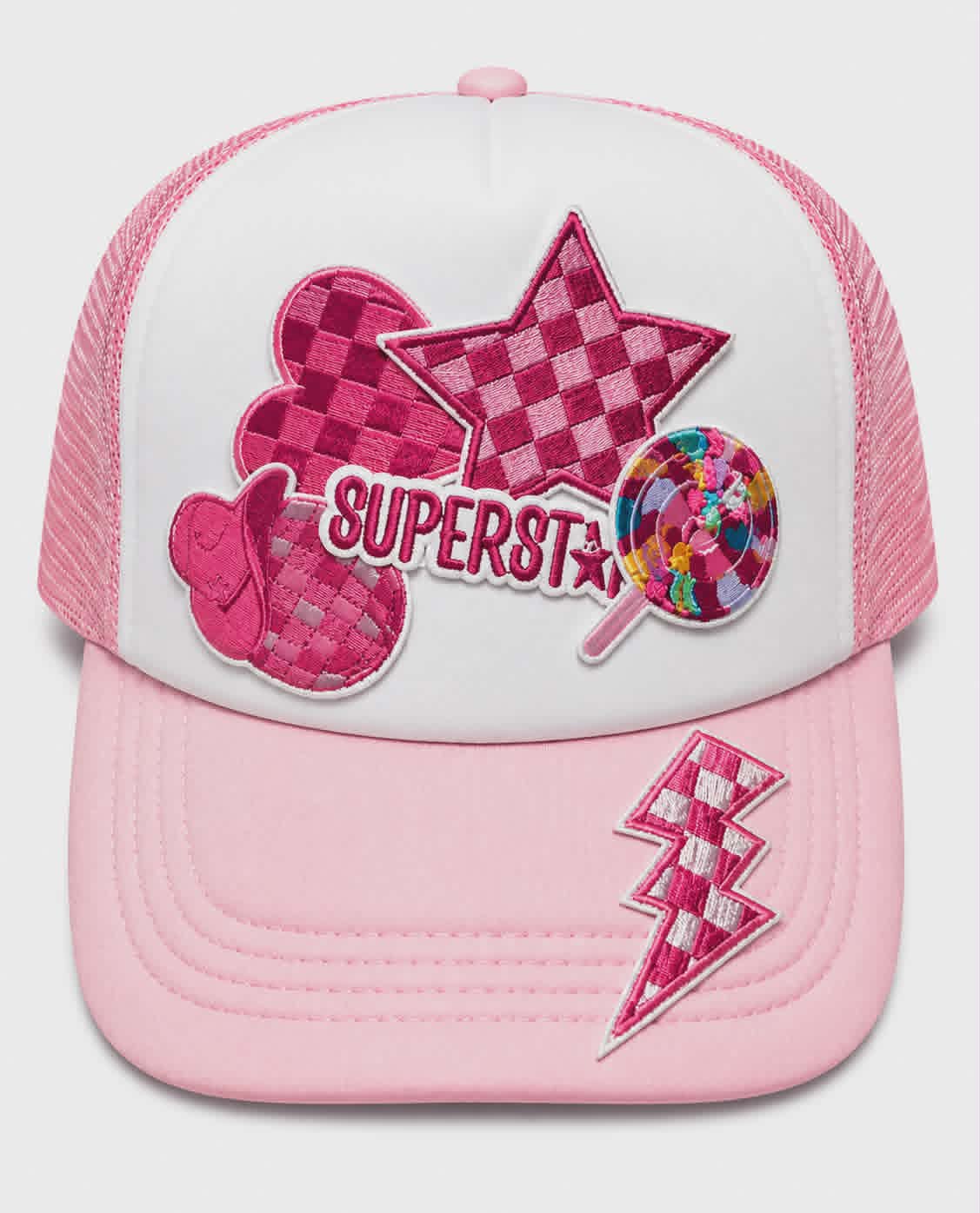 Superstar Pink Trucker Hat | Embroidered Patch Boutique Hat