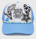 Raising Hell with the Hippies & the Cowboys Rhinestone Trucker Hat