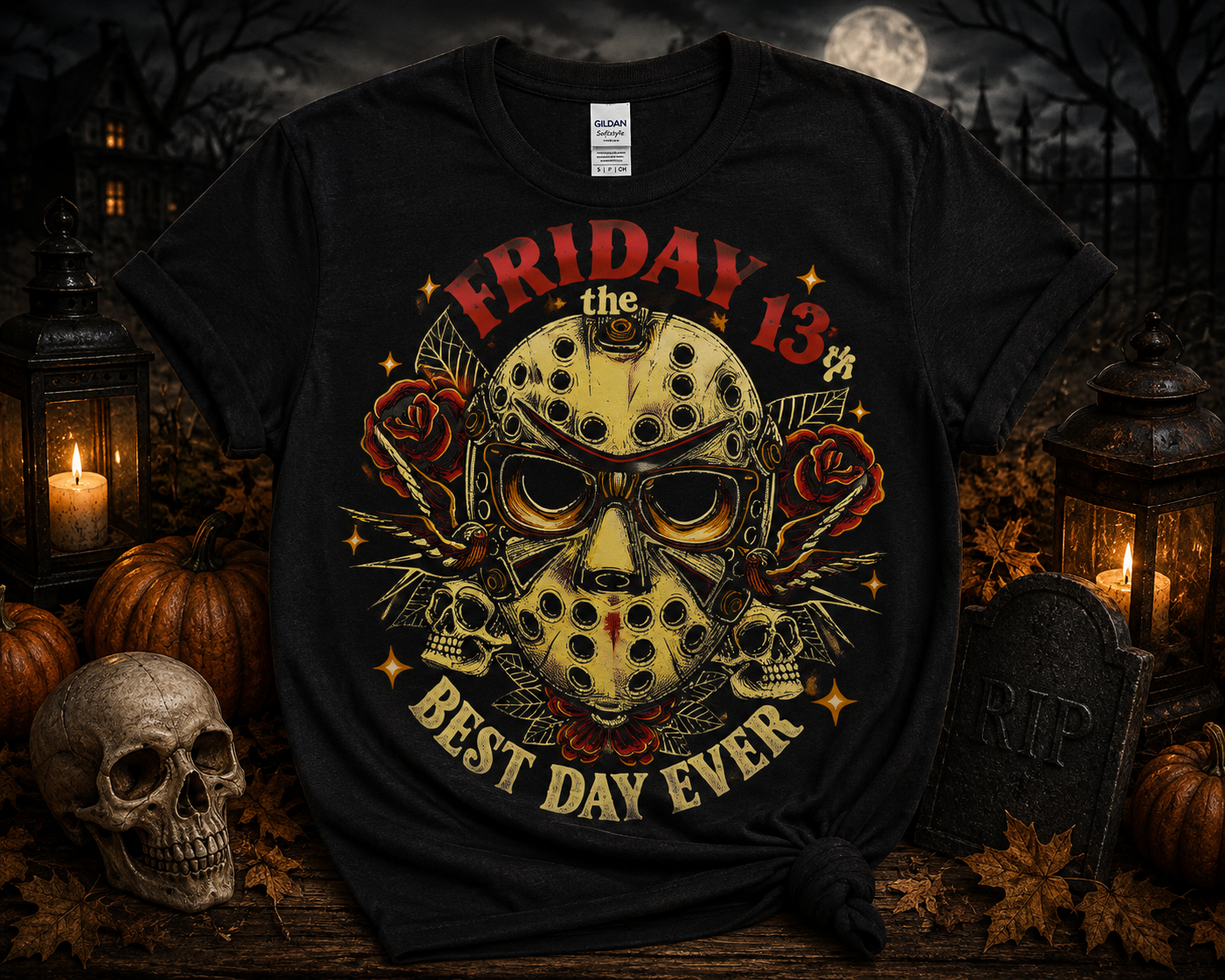 Friday the 13th™ Best Day Ever Halloween Graphic Tee | Horror Movie Inspired Softstyle T-Shirt | Spooky Fall Shirt