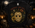 Friday the 13th™ Floral Hockey Mask Halloween Graphic Tee | Vintage Horror Softstyle T-Shirt | Spooky Fall Shirt
