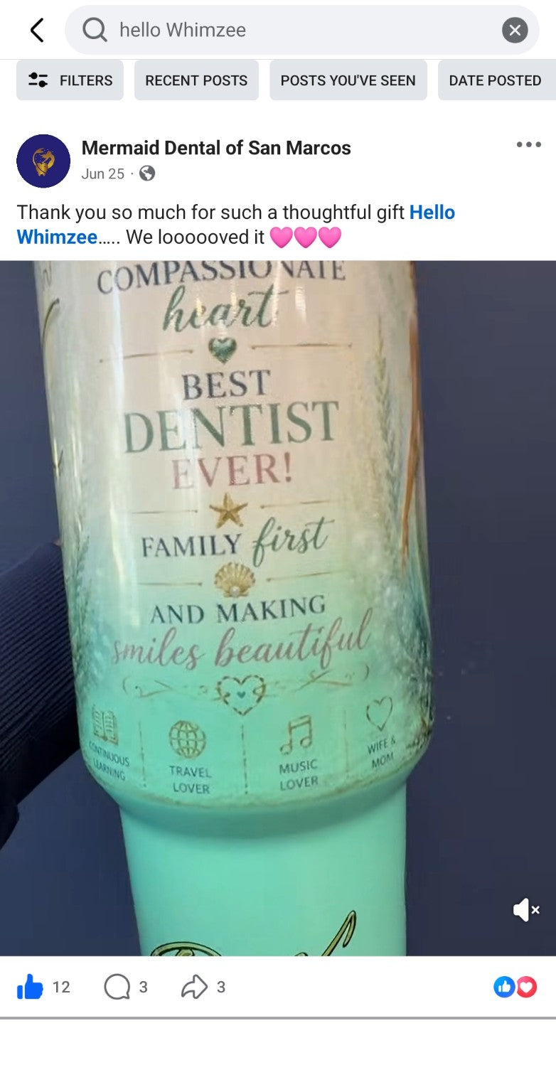 Personalized dental tumbler made by Hello Whimzee