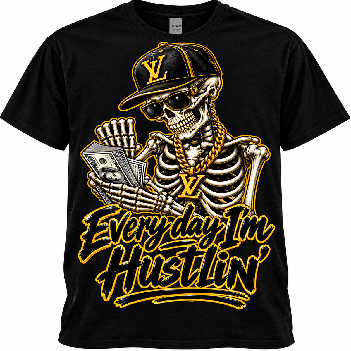 Everyday I’m Hustlin’ Skeleton Graphic Tee