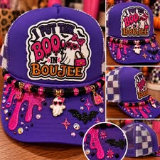 👻💜 I Put the Boo in Boujee — Purple & Pink Spooky Glam Trucker Hat