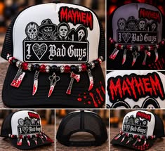 🔪🩸 Mayhem Bad Guys — Horror Movie Trucker Hat