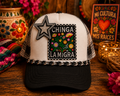 Chinga La Migra Trucker Hat | Handmade Embroidered Floral Boutique Hat with Rhinestone Star