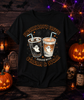 Freshly Boo'd Coffee – Served with Scream & Sugar Halloween Graphic T-Shirt | Cute Ghost Coffee Lover Tee