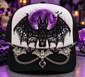 🦇💜 Midnight Moon Bat — Gothic Glam Trucker Hat