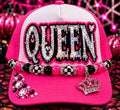 👑💗 Glow Queen — Hot Pink Iridescent Glow-in-the-Dark Bling Trucker Hat