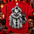 Nightmare Clown Halloween Tee – Creepy Black & White Horror Shirt