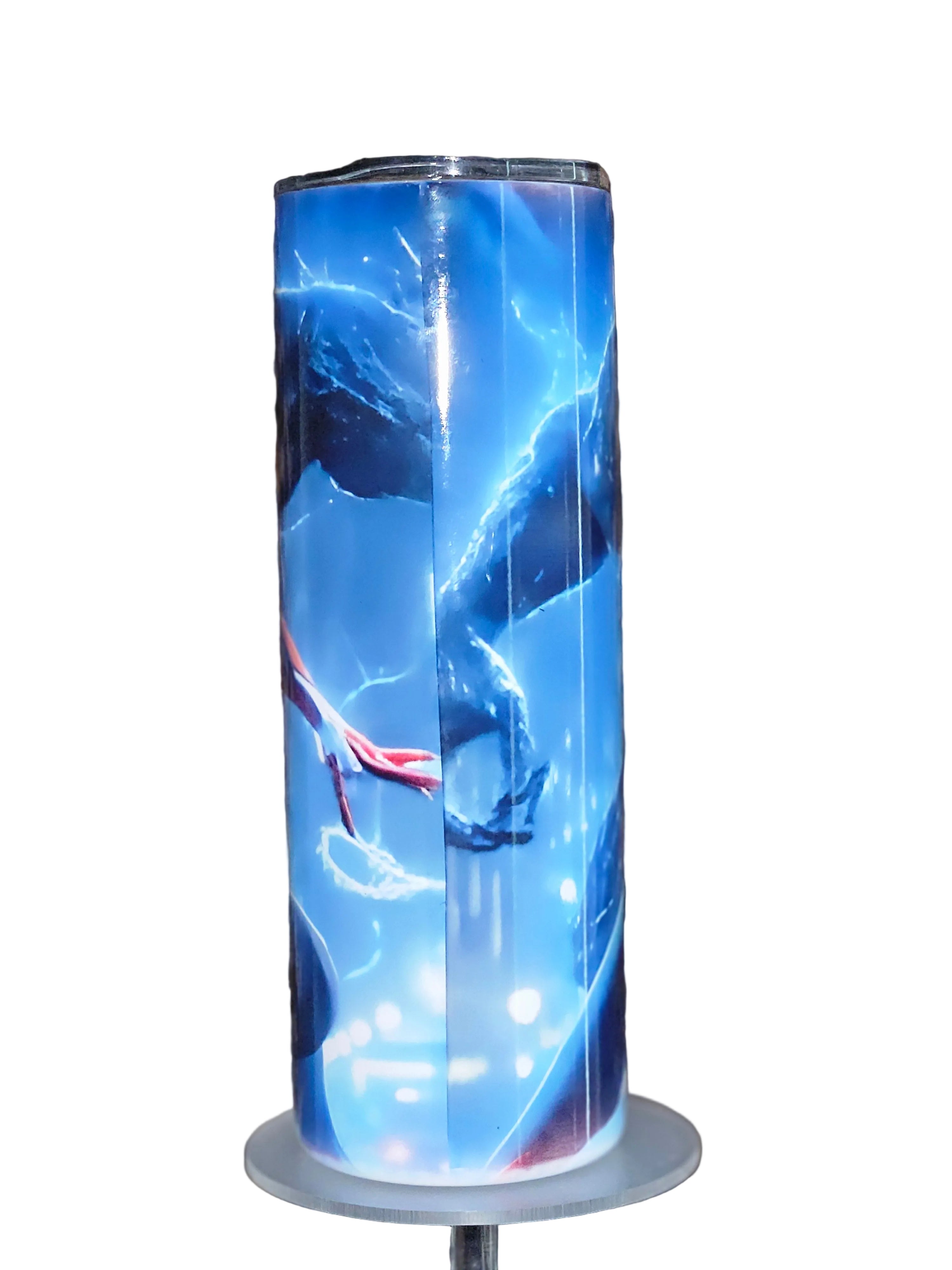 Superhero Action 20 oz Skinny Tumbler | Comic-Inspired Hero vs Monster Stainless Steel Tumbler | Custom Name Available