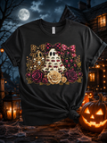 Spooky Ghost Trio Floral Halloween Shirt | Leopard, Cherries & Pink Skulls | Cute Coquette Fall Tee