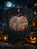 Cozy Floral Knit Pumpkin Shirt | Boho Fall Pumpkin Tee | Embroidered Look Autumn Shirt