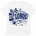 Lehman Lobos Gingham Bow Spirit Shirt | Youth & Adult Softstyle Tee | Blue School Spirit Shirt | Lehman High School Game Day Apparel