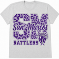 San Marcos Rattlers Leopard Spirit Shirt | Purple SM School Pride Tee | Youth & Adult Softstyle T-Shirt