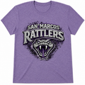 San Marcos Rattlers Vintage Spirit Shirt | Distressed Purple Snake Graphic Tee | Youth & Adult Softstyle T-Shirt