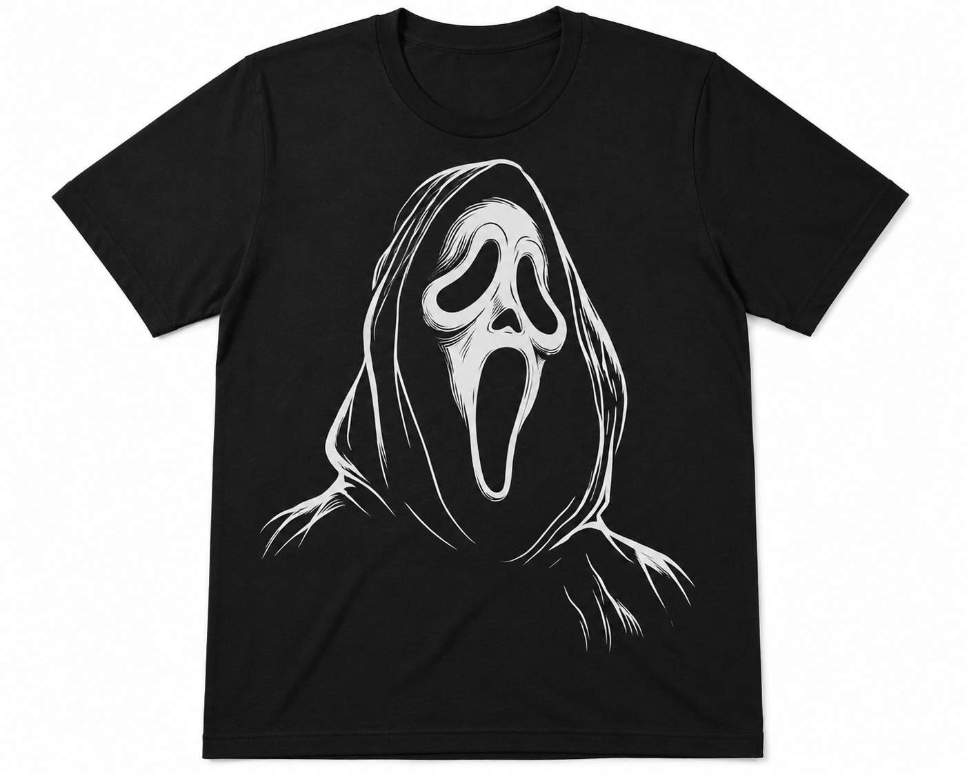 Ghost Face Adult Softstyle T-Shirt | Horror Graphic Tee | Spooky Halloween Shirt | Scary Movie Inspired | Unisex Black Tee