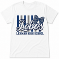 Lehman High School Lobos Bow Spirit Shirt | Youth & Adult Softstyle Tee | Blue Leopard Bow School Spirit Shirt | Game Day | Lobos Fan Apparel