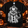 Nightmare Clown Halloween Tee – Creepy Black & White Horror Shirt